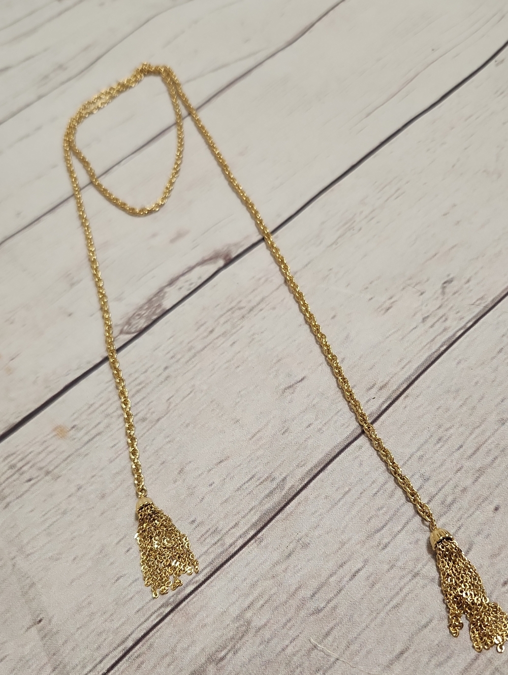 Gold Tassel Lariat Necklace for Women - Polished Gold Finish